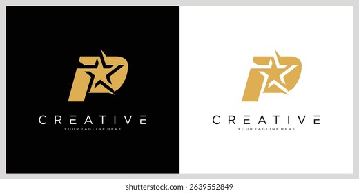 Initial letter P classic monogram with star logo