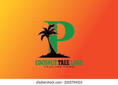 erstes Logo von Letter P-Kokosnuss
