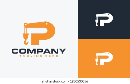 initial letter P crane logo