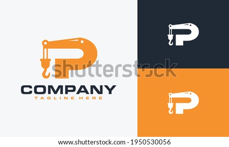 initial letter P crane logo