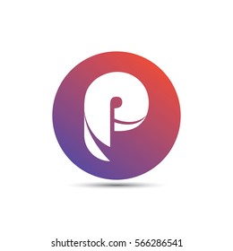 initial letter p creative circle logo typography design for brand and company identity. gradient red and purple color