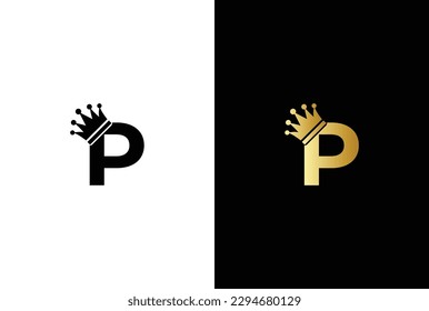 initial letter P crown logo, king royal brand company logo design vector template