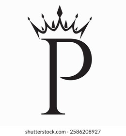 Initial Letter P Crown Logo Concept For Fashion and Beauty Symbol Vector Template