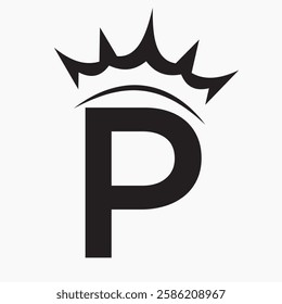 Initial Letter P Crown Logo Concept For Fashion and Beauty Symbol Vector Template