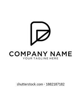 Initial Letter P and D Linked Logo. Blue Geometric Linear Circular Style isolated on Double Background. Can be used for Business and Logo Branding. Flat Vector Logo Design Template Elements.