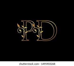 Initial letter P and D, PD, Gold Logo Icon, classy gold letter monogram logo icon suitable for boutique,restaurant, wedding service, hotel or business identity.