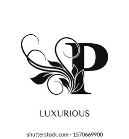  Initial letter P  Decorative emblem VINTAGE ornament  monogram logo