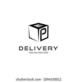 Initial letter P delivery package logo design inspiration