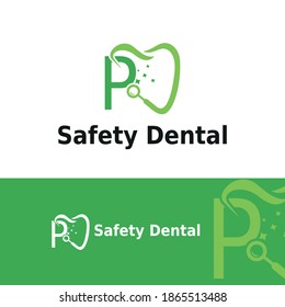 Letra inicial P Concepto de logotipo de dentista dental. Plantilla de logotipo de marca de odontología y cuidado dental