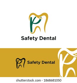 Initial Letter P Dental Dentist Logo concept. Dentistry Brand and Dental Care Logo template