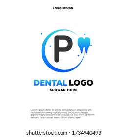 Initial Letter P Dental Logo Design Template