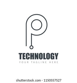Initial Letter P Design Technology Logo Template