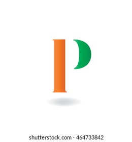 Initial Letter I P Design Template Elements Logo Orange Green