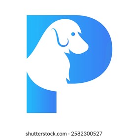 Initial Letter P Dog Logo Design Concept For Pet or Paw Symbol