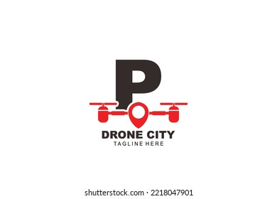 initial Letter P drone logo