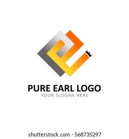 Initial Letter P E. Pure Earl Logo
