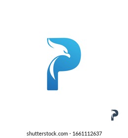 Letra inicial P con diseño de logotipo de águila