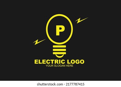 Initial Letter P Electric Lamp Logo