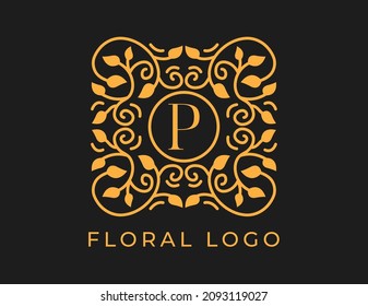 initial letter P Elegant Floral Logo Vector Design illustrations Template. 
Vector Logo design for natural products, flower shop, cosmetics, Organic, ecology concepts, spa.
