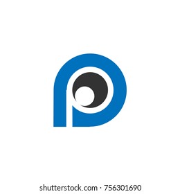 initial letter p eyes logo design in blue colored