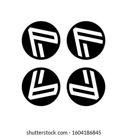 Initial letter P, F, b, d logo template with arrow head or play button triangle illustration in flat design monogram symbol