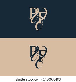 Initial letter P & F PF luxury art vector mark logo, gold color on black background.