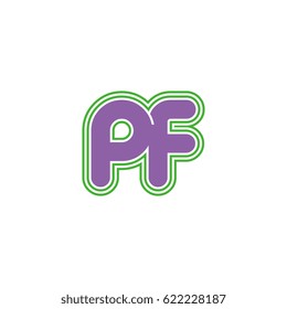 initial letter p and f. pf monogram outline logo