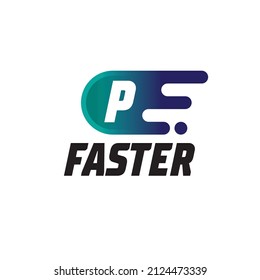 Initial Letter P Fast Speed Logo Design Template isolated on white background