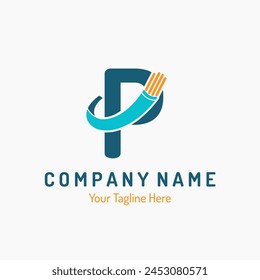 Initial Letter P with Fiber Optic, Electric Wire for Technology Business Logo Idea. Connection, Cabling Provider Repair Logo Vector