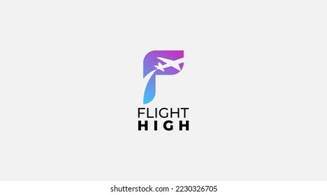 Initial letter P with flight Logo Design vector template