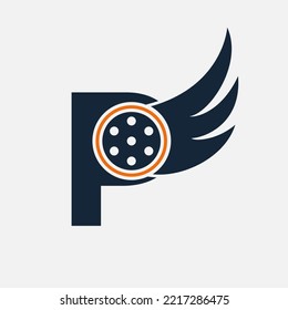 Initial Letter P Flim Logo. Flim logo, Movie, Feather, Wing, Reel logo design template Template
