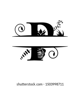 Initial letter p floral graphic design template