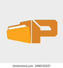 Initial Letter P Folder Logo. Vector Illustration.