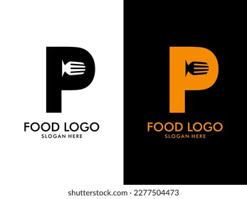 Initial Letter P Food Logo, food logo vector