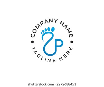 initial Letter P Foot Feet Care Clinic Logo Concept sign symbol icon Element Design. Podiatric Logotype. Vector illustration template