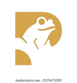 Initial Letter P Frog Logo Design Vector Template