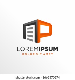 Initial Letter P Garage Door Logo Design