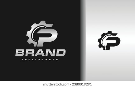 initial letter P gear logo