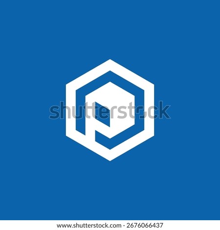 Initial Letter P Geometric Hexagon Logo Design Vector Template