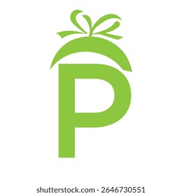 Initial Letter P Gift Logo Design For Event, Anniversary, Birthday and Party Symbol