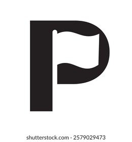 Initial Letter P Golf Flag Logo Design, Sport concept. Goal Achievement Symbol