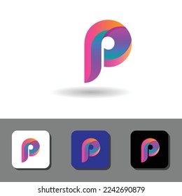 initial letter P with gradient color