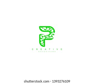 Initial Letter P Green Environment Pattern Stylish Linear Logo