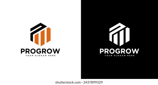initial letter P growth logo design template element