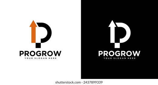 initial letter P growth logo design template element