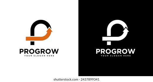 initial letter P growth logo design template element