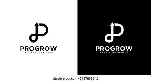 letra inicial P elemento de plantilla de diseño de logotipo de crecimiento