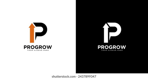 initial letter P growth logo design template element