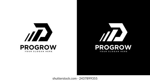 initial letter P growth logo design template element