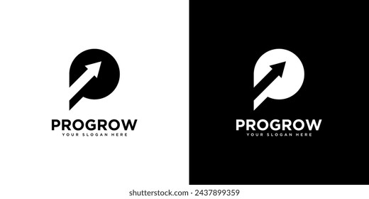 initial letter P growth logo design template element